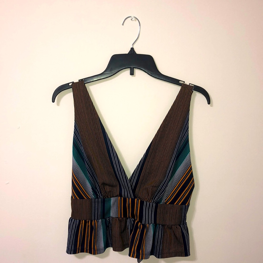 Striped Peplum Type Top, Size: M